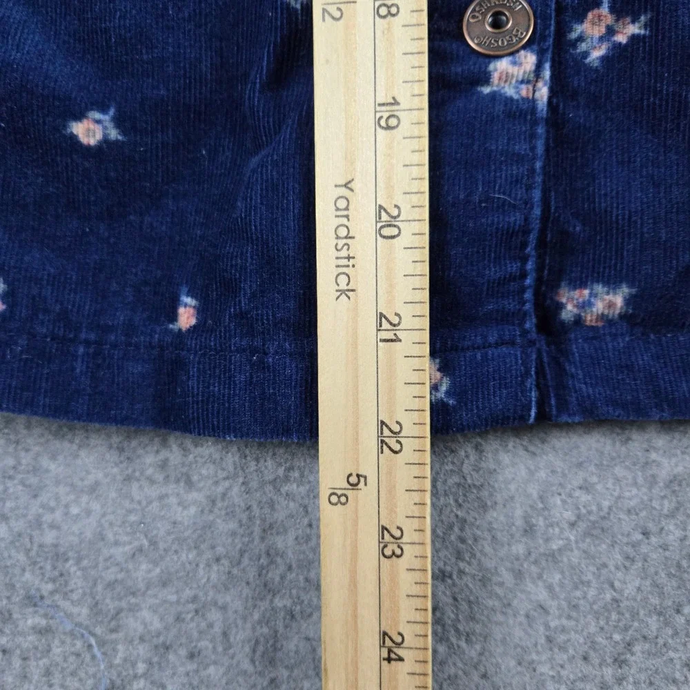 OshKosh B'gosh Floral Corduroy Jumper Dress Girls Size 10 Navy Blue Pinafore